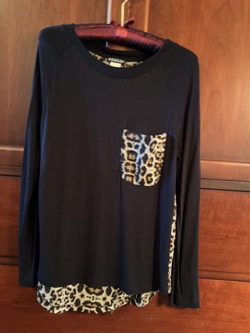 NWOT VENUS Leopard Print and Black Long Sleeved Top